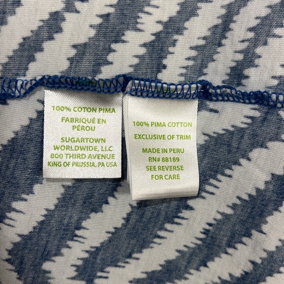 Lilly Pulitzer Rossmore V Neck T Shirt Dress Zebron print Blue/White Size XLarge - Picture 6 of 7